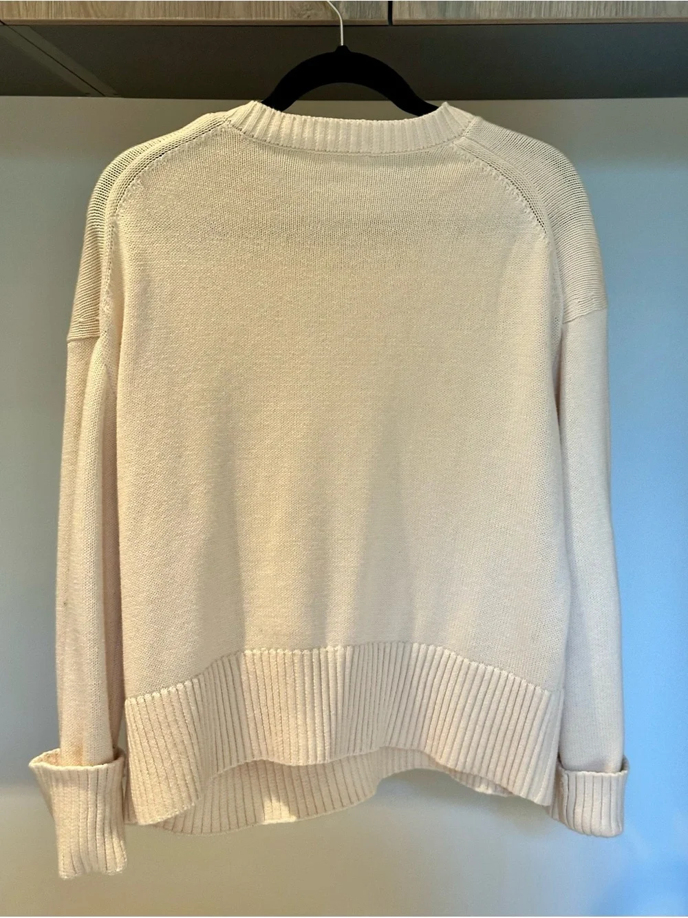 Everlane Cream Cotton boxy Crewneck Sweater Size Small